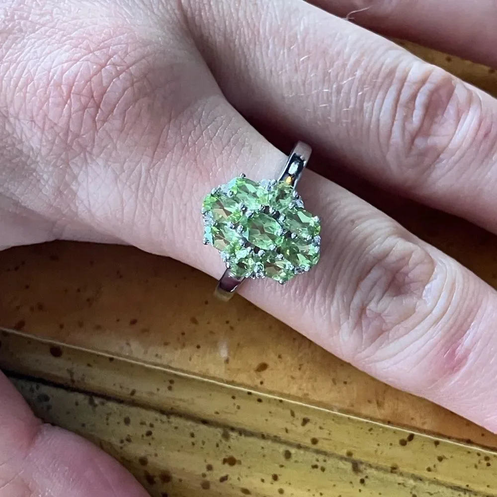 Natural Peridot Sterling Silver Ring Size 10